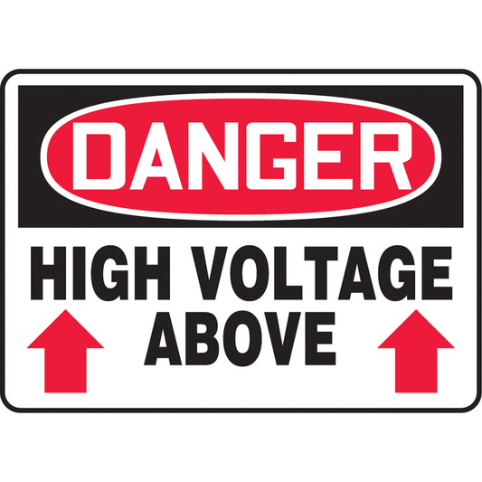 Accuform Signs "High Voltage Above" Sign, 7" x 10", Aluminum, English with Pictogram