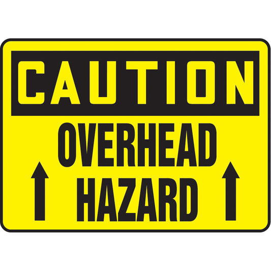 Accuform Signs "Overhead Hazard" Sign, 10" x 14", Aluminum, English with Pictogram