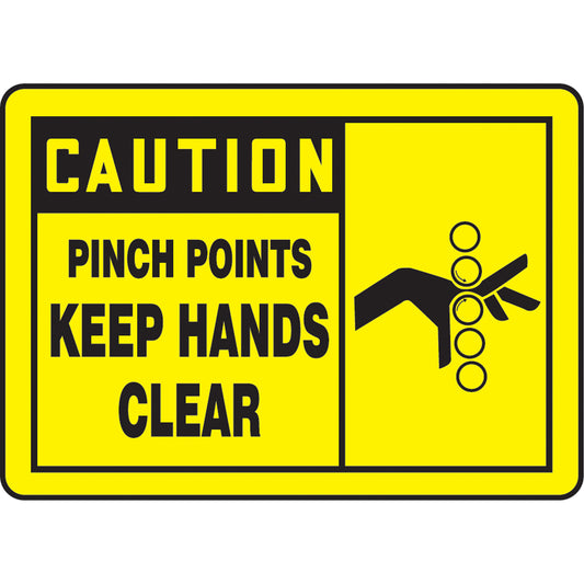 Accuform Signs "Pinch Points" Sign, 7" x 10", Vinyl, English with Pictogram