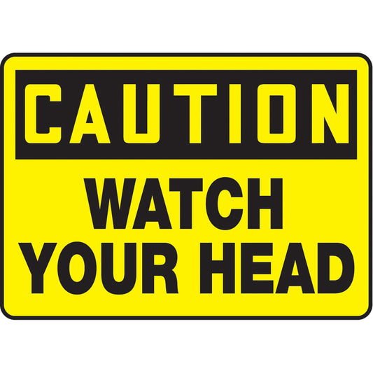 Accuform Signs "Watch Your Head" Sign, 10" x 14", Vinyl, English