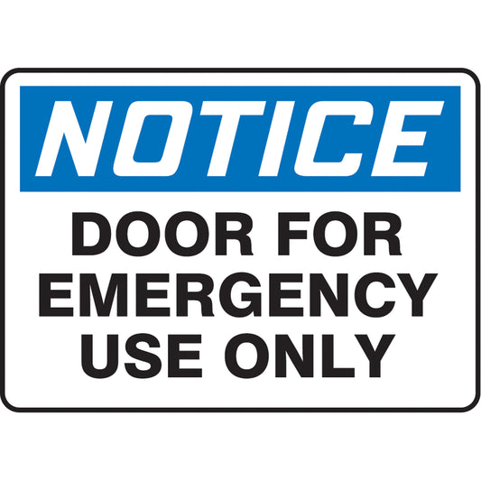 Accuform Signs "Door For Emergency" Sign, 10" x 14", Aluminum, English