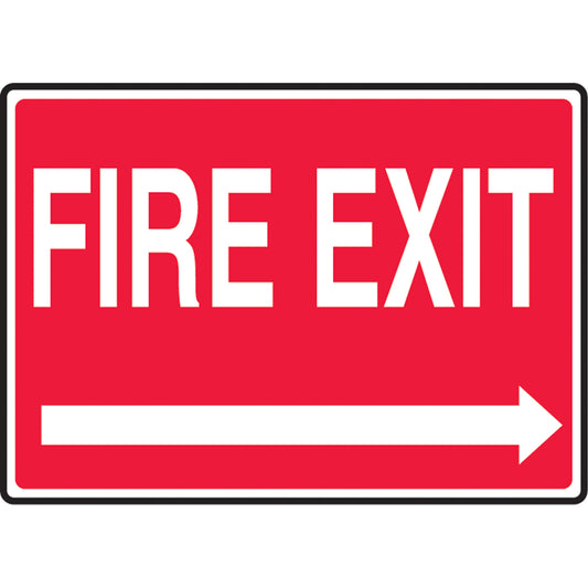 Accuform Signs "Fire Exit" Sign, 10" x 14", Aluminum, English with Pictogram
