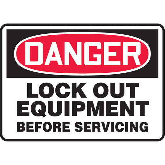 Accuform Signs "Lock Out Equipment" Sign, 10" x 14", Aluminum, English