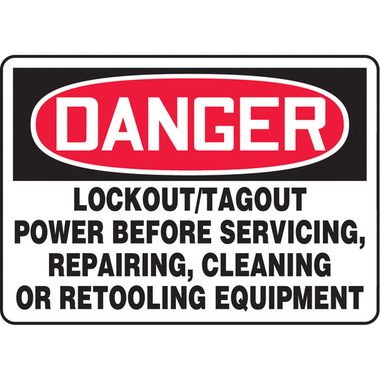 Accuform Signs "Lock Out/Tag Out" Sign, 10" x 14", Aluminum, English