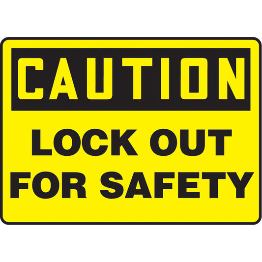 Accuform Signs "Lock Out" Sign, 10" x 14", Aluminum, English