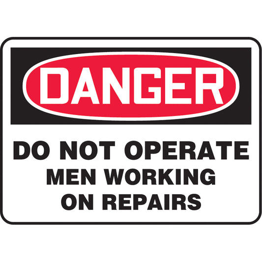 Accuform Signs "Men Working On Repairs" Sign, 10" x 14", Aluminum, English
