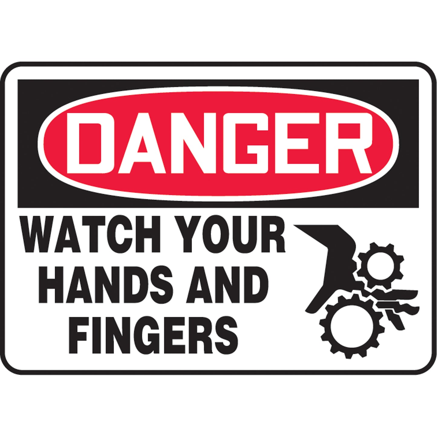 Accuform Signs "Watch Your Hands" Sign, 10" x 14", Vinyl, English with Pictogram