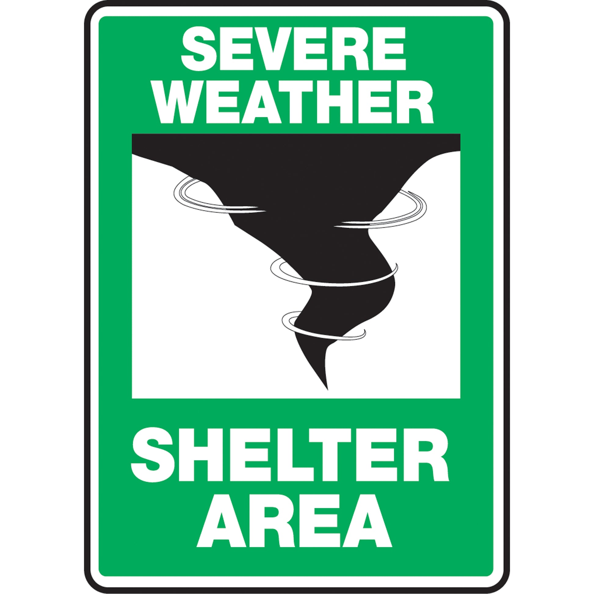 Accuform Signs "Shelter Area" Sign, 10" x 7", Plastic, English with Pictogram