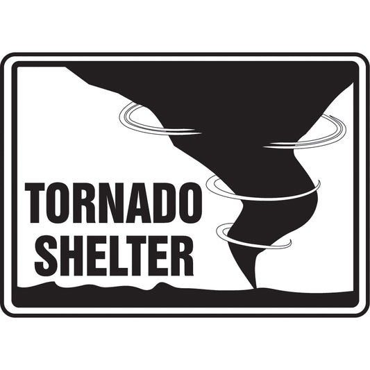 Accuform Signs "Tornado Shelter" Sign, 10" x 14", Aluminum, English with Pictogram