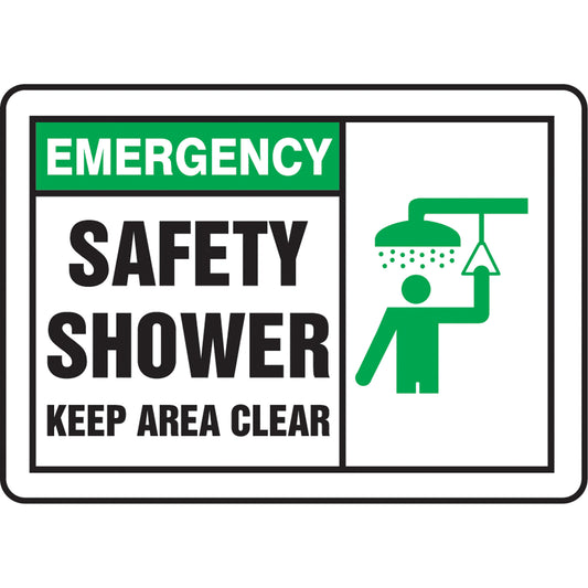Accuform Signs "Safety Shower" Sign, 10" x 14", Aluminum, English with Pictogram