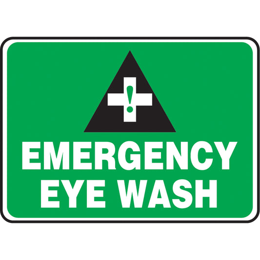 Accuform Signs "Emergency Eye Wash" Sign, 10" x 14", Aluminum, English with Pictogram