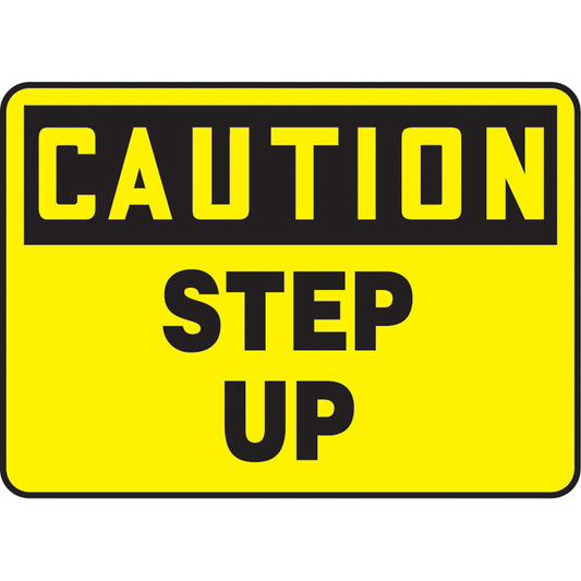 Accuform Signs "Step Up" Sign, 10" x 14", Aluminum, English