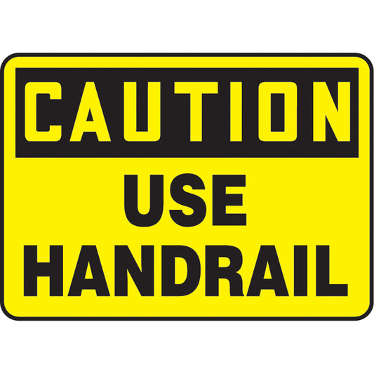 Accuform Signs "Use Handrail" Sign, 10" x 14", Aluminum, English