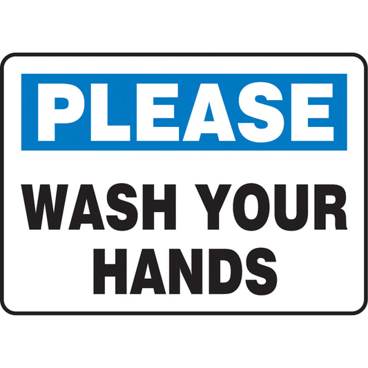 Accuform Signs "Wash Your Hands" Sign, 10" x 7", Plastic, English