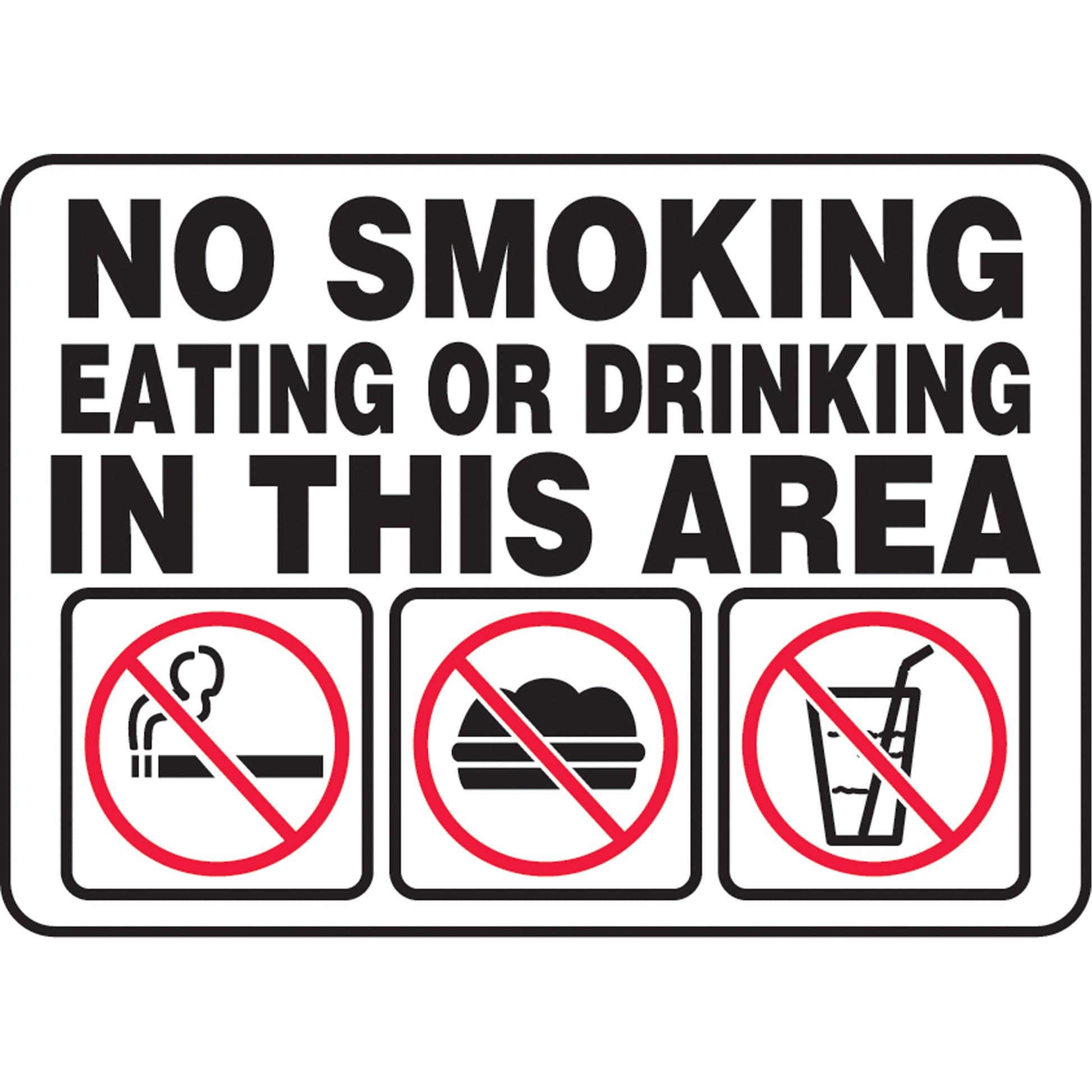 Accuform Signs "No Smoking, Eating, Or Drinking" Sign, 10" x 14", Aluminum, English with Pictogram