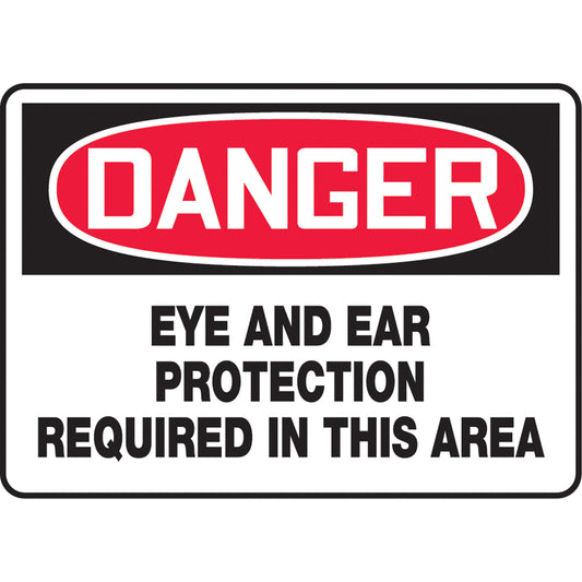 Accuform Signs "Eye & Ear Protection Required" Sign, 10" x 14", Aluminum, English