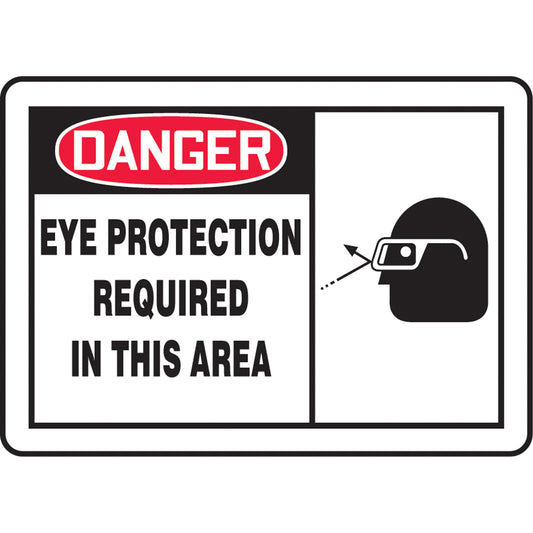 Accuform Signs "Eye Protection Required" Sign, 10" x 14", Aluminum, English with Pictogram