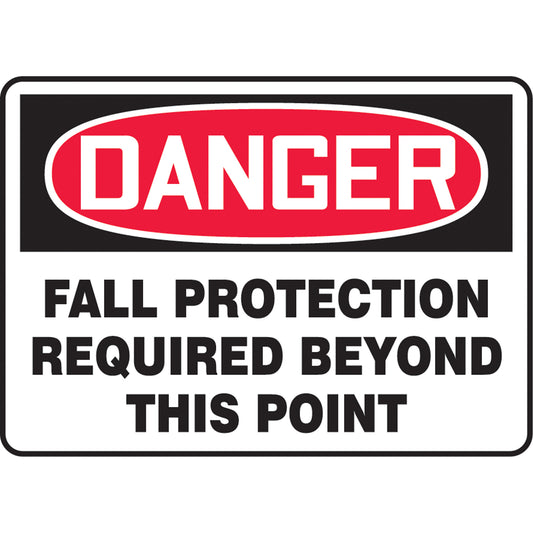 Accuform Signs "Fall Protection Required" Sign, 10" x 14", Plastic, English