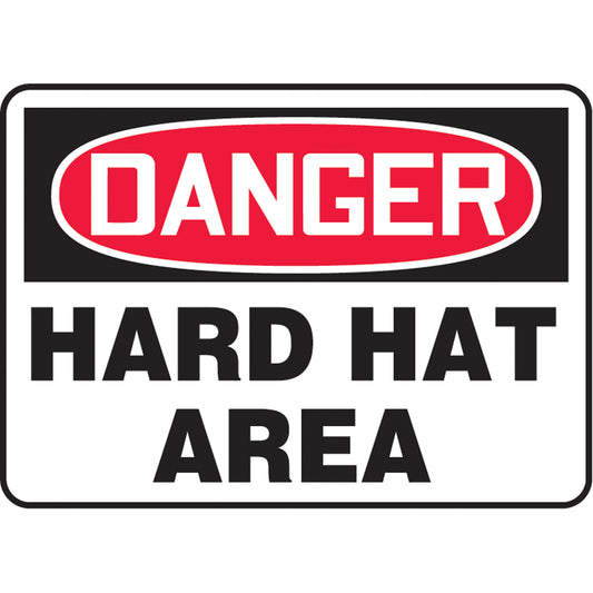 Accuform Signs "Hard Hat Area" Sign, 10" x 14", Aluminum, English