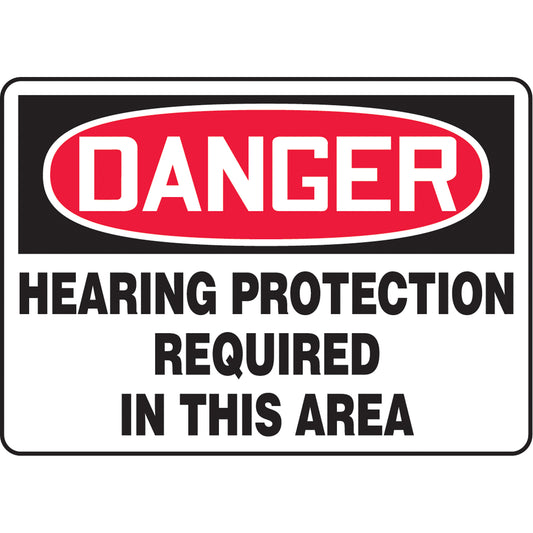Accuform Signs "Hearing Protection Required" Sign, 10" x 14", Vinyl, English