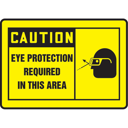 Accuform Signs "Eye Protection Must Be Worn" Sign, 10" x 14", Aluminum, English with Pictogram