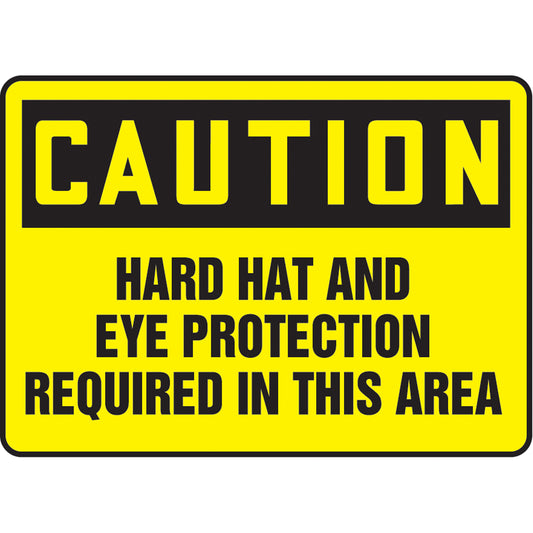 Accuform Signs "Hard Hat & Eye Protection Required" Sign, 10" x 14", Aluminum, English