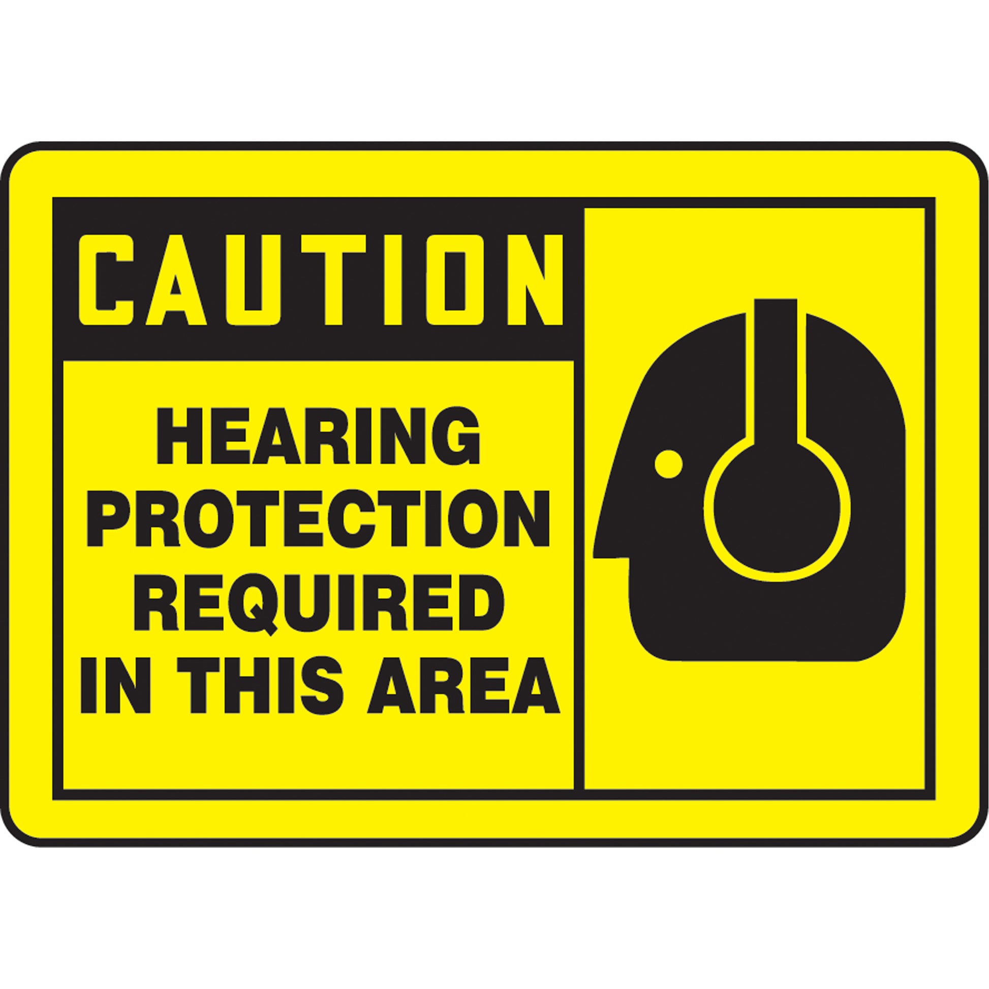 Accuform Signs "Hearing Protection Required" Sign, 7" x 10", Plastic, English with Pictogram