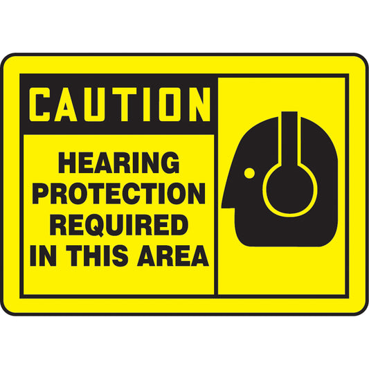Accuform Signs "Hearing Protection Required" Sign, 7" x 10", Plastic, English with Pictogram