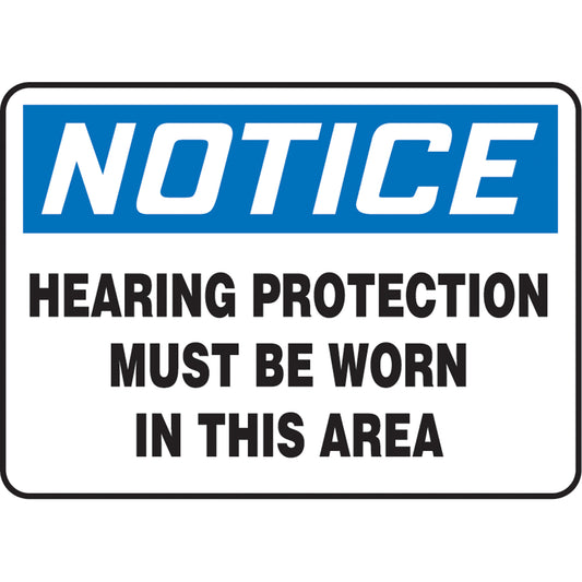 Accuform Signs "Hearing Protection Must Be Worn" Sign, 7" x 10", Aluminum, English