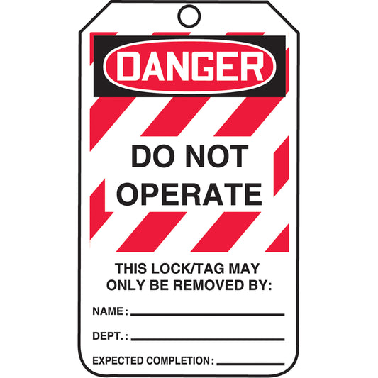 Accuform Signs Lockout Tags, Cardstock, 3-1/8" W x 5-7/8" H, English