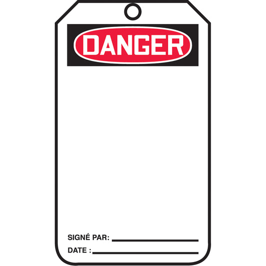 Accuform Signs Safety Tags, Cardstock, 3-1/8" W x 5-7/8" H, French
