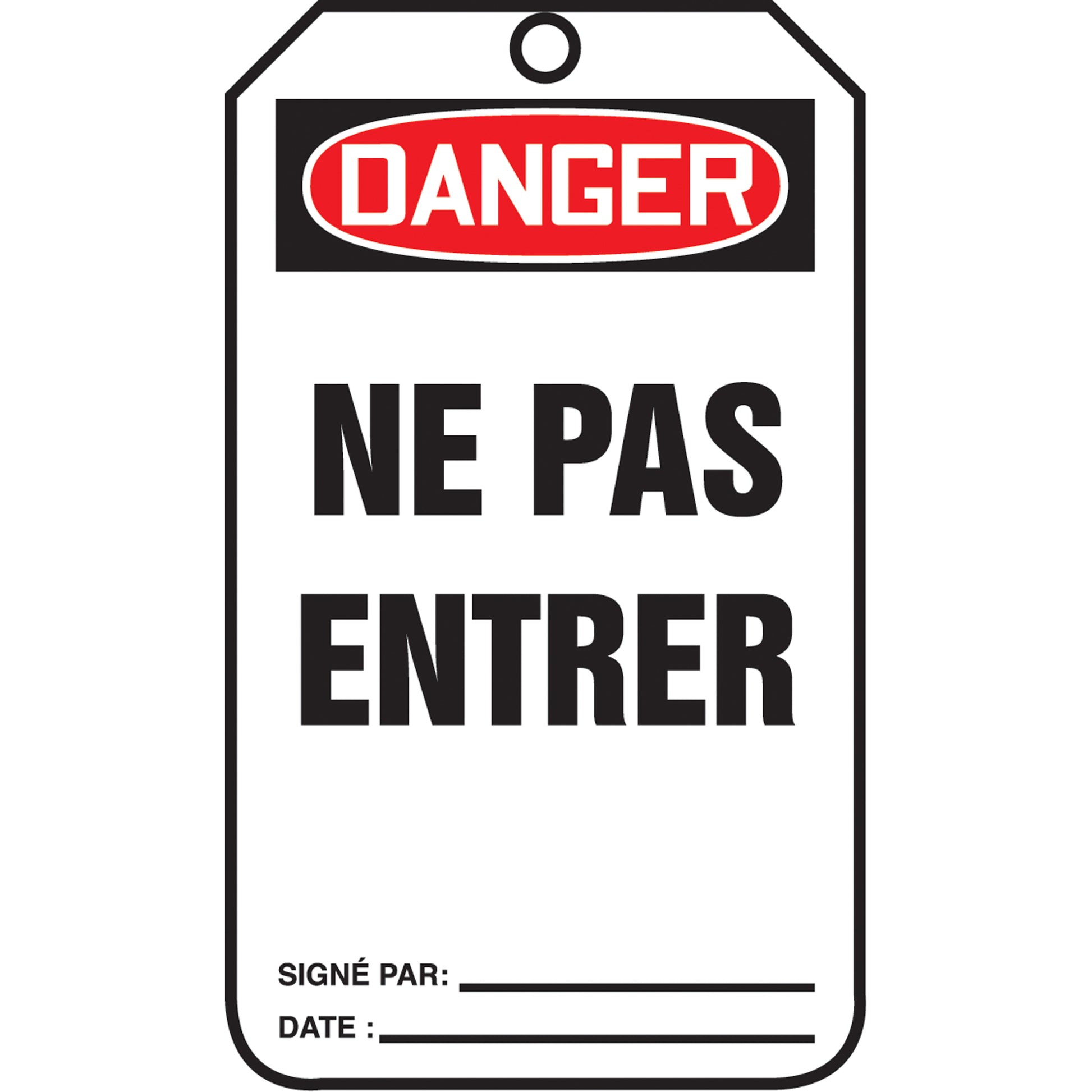 Accuform Signs Safety Tags, Plastic, 3-3/8" W x 5-7/8" H, French