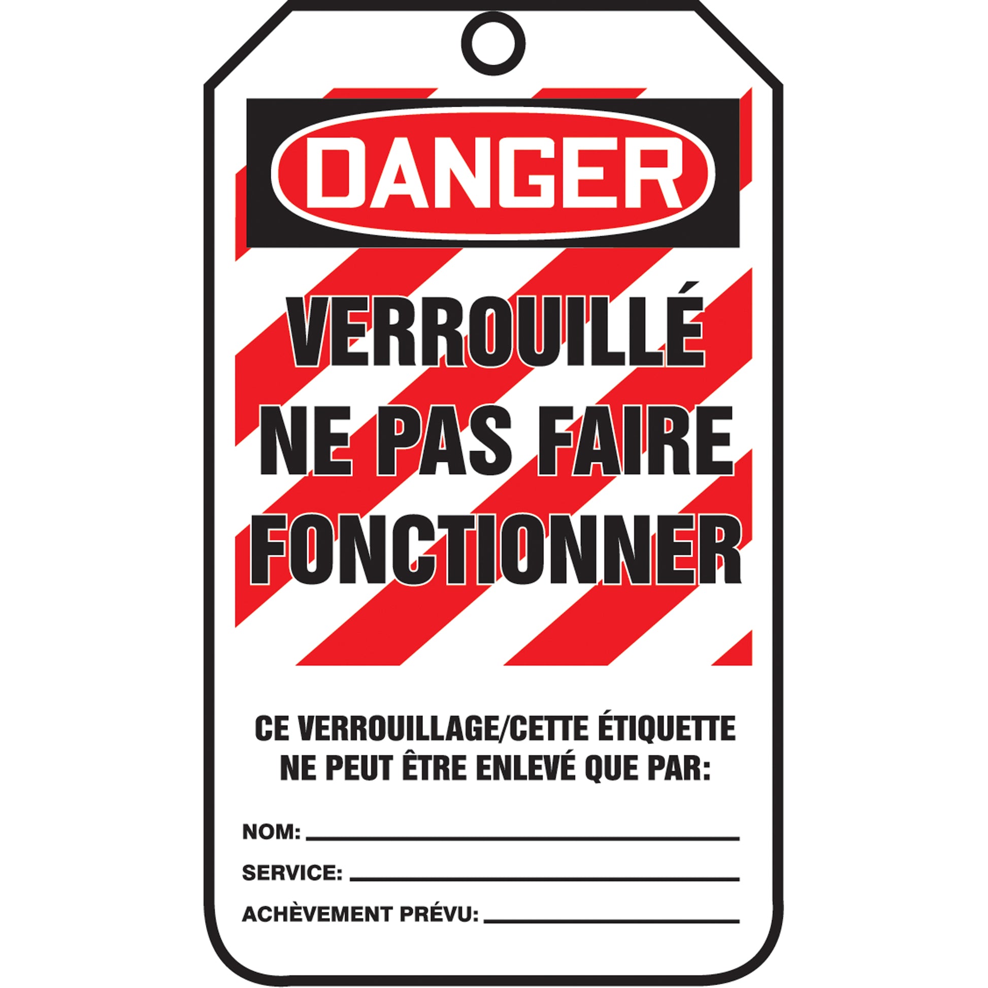 Accuform Signs Lockout Tags, Plastic, 3-3/8" W x 5-7/8" H, French