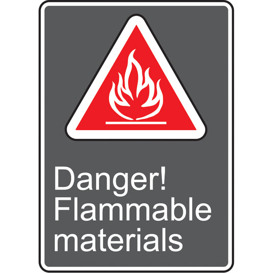 Accuform Signs Danger! Flammable Materials CSA Standard Safety Sign, 14" x 10", Vinyl, English with Pictogram