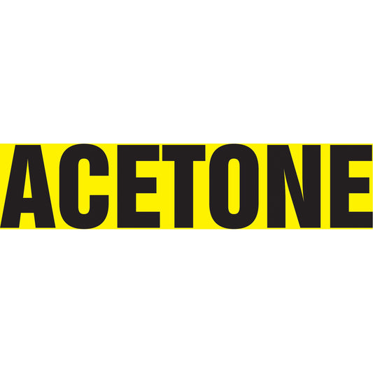 Accuform Signs "Acetone" Pipe Marker, Self-Adhesive, 1-1/2" H x 8" W, Black on Yellow