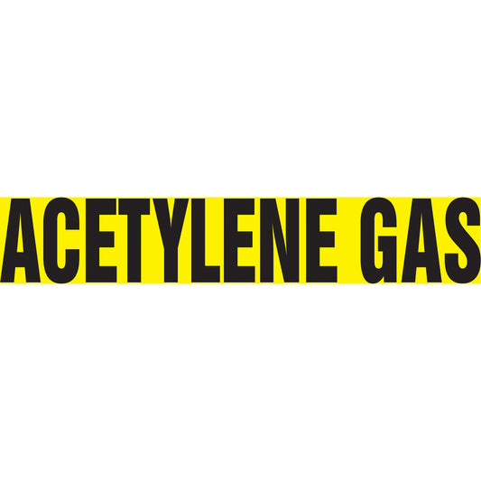 Accuform Signs "Acetylene Gas" Pipe Markers, Self-Adhesive, 2-1/2" H x 12" W, Black on Yellow