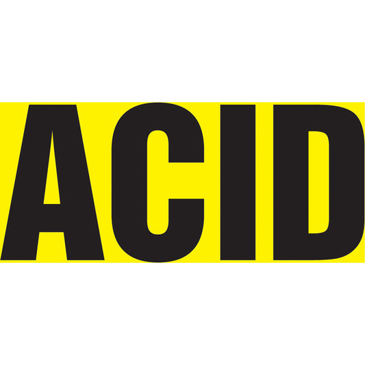 Accuform Signs "Acid" Pipe Marker, Self-Adhesive, 2-1/2" H x 12" W, Black on Yellow