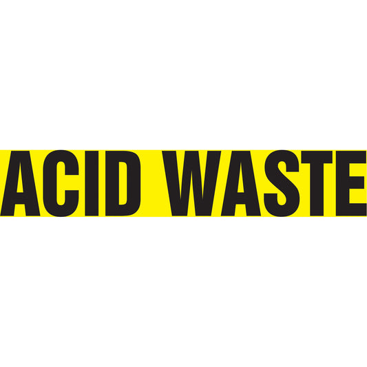 Accuform Signs "Acid Waste" Pipe Marker, Self-Adhesive, 1-1/2" H x 8" W, Black on Yellow