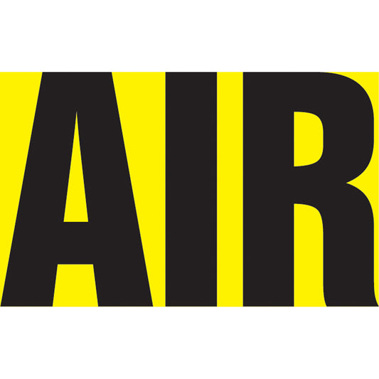 Accuform Signs "Air" Pipe Marker, Self-Adhesive, 1-1/2" H x 8" W, Black on Yellow