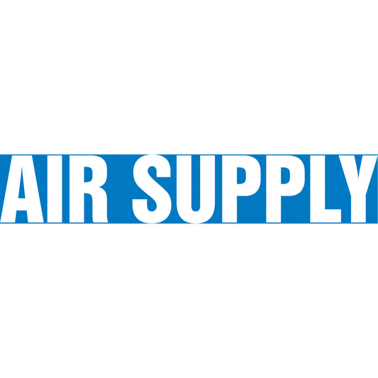 Accuform Signs "Air Supply" Pipe Markers, Self-Adhesive, 2-1/2" H x 12" W, White on Blue