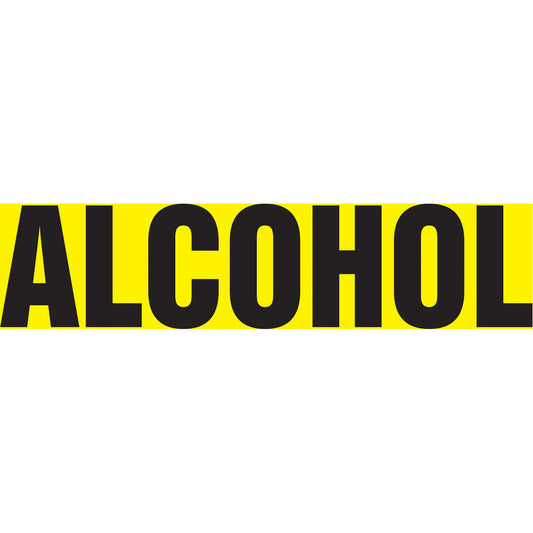 Accuform Signs "Alcohol" Pipe Markers, Self-Adhesive, 4" H x 24" W, Black on Yellow