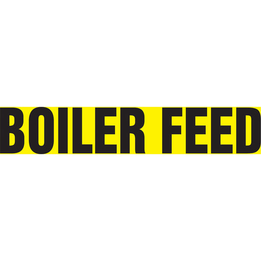 Accuform Signs "Boiler Feed" Pipe Marker, Self-Adhesive, 1-1/2" H x 8" W, Black on Yellow