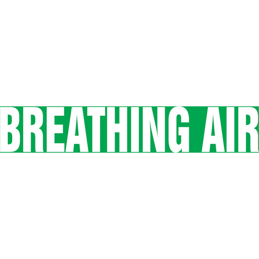 Accuform Signs "Breathing Air" Pipe Marker, Self-Adhesive, 1" H x 8" W, White on Green