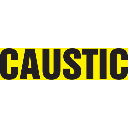 Accuform Signs "Caustic" Pipe Marker, Self-Adhesive, 2-1/2" H x 12" W, Black on Yellow