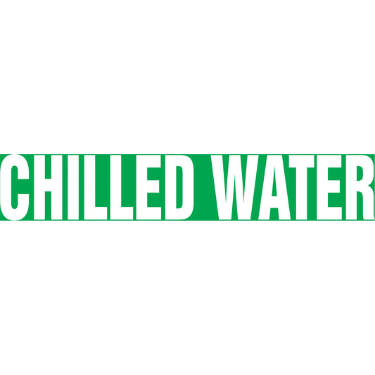 Accuform Signs "Chilled Water" Pipe Markers, Self-Adhesive, 4" H x 24" W, White on Green