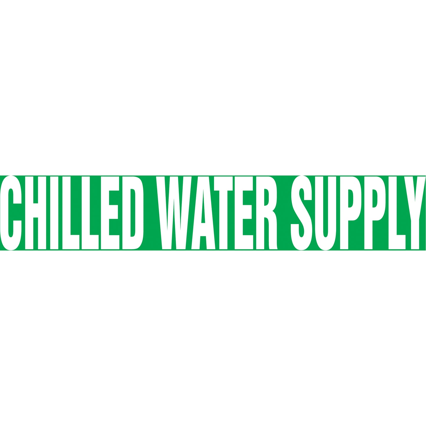 Accuform Signs "Chilled Water Supply" Pipe Marker, Self-Adhesive, 1" H x 8" W, White on Green