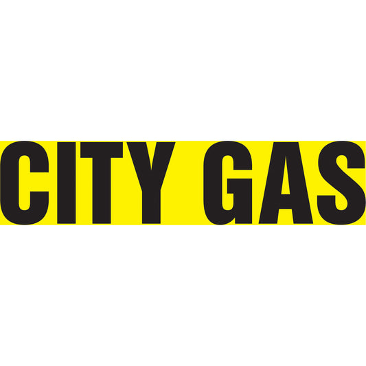 Accuform Signs "City Gas" Pipe Marker, Self-Adhesive, 1-1/2" H x 8" W, Black on Yellow