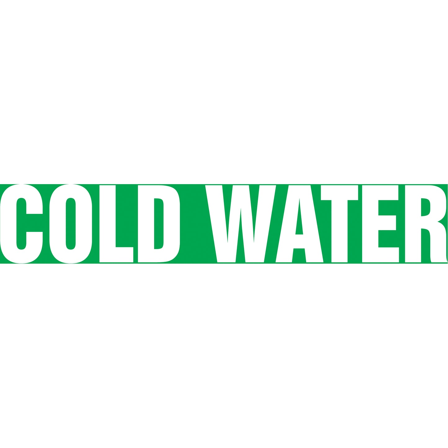 Accuform Signs "Cold Water" Pipe Marker, Self-Adhesive, 1-1/2" H x 8" W, White on Green