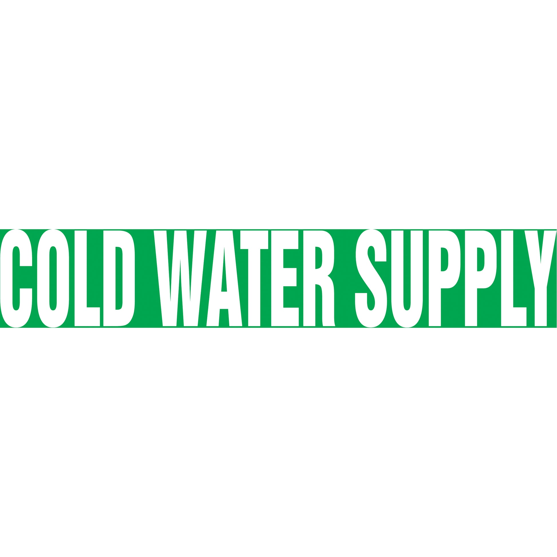 Accuform Signs "Cold Water Supply" Pipe Markers, Self-Adhesive, 2-1/2" H x 12" W, White on Green