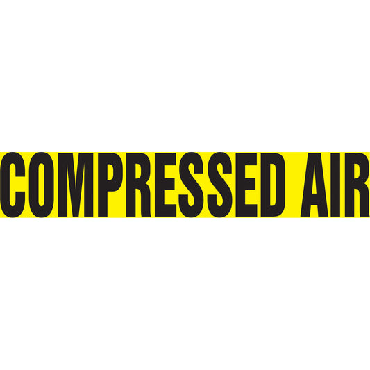 Accuform Signs "Compressed Air" Pipe Marker, Self-Adhesive, 1-1/2" H x 8" W, Black on Yellow